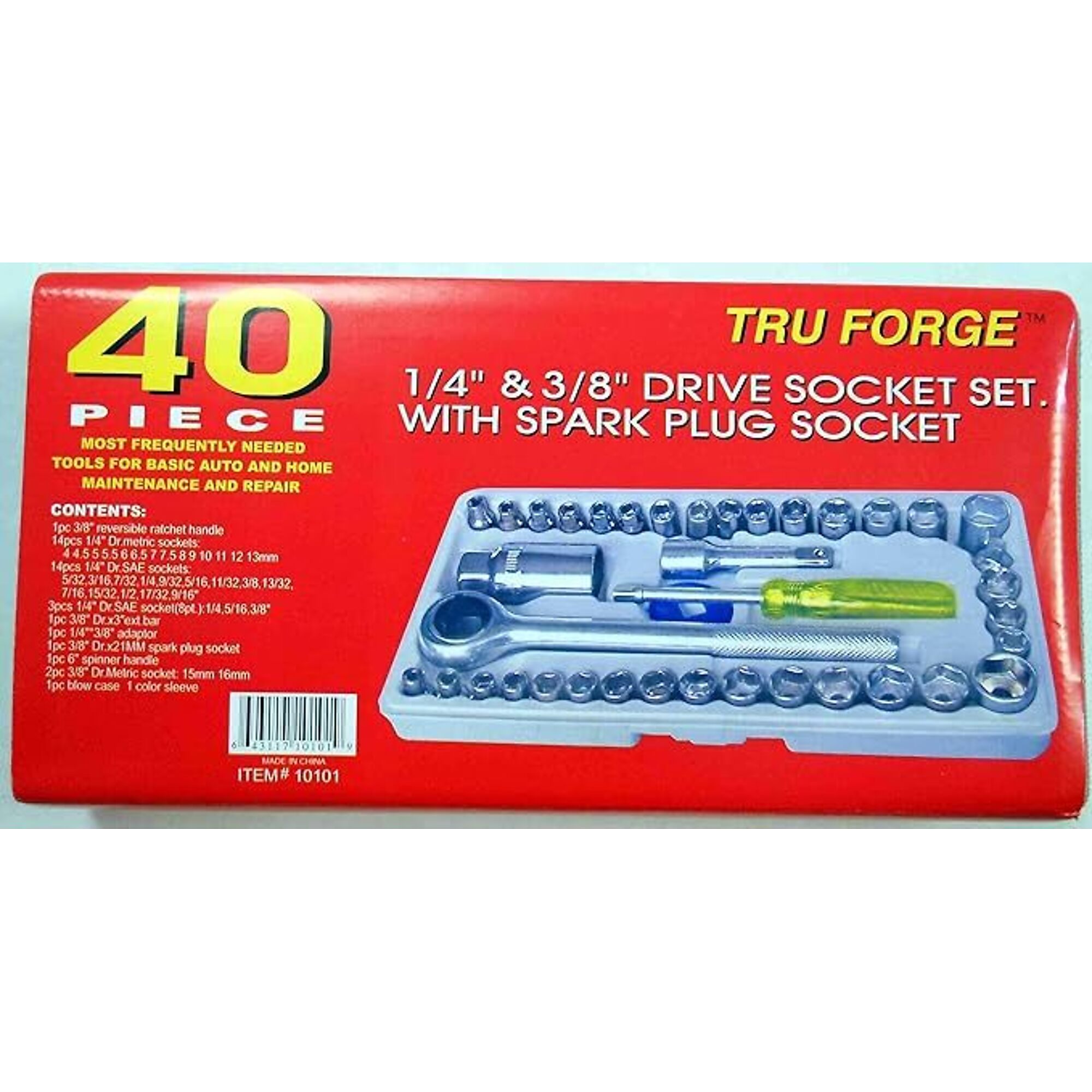 Tool Essentials 40-Piece Socket Set: 1/4" & 3/8" DR, SAE/Metric, Model #SS-SS40